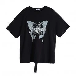 Juwas Butterfly Print Round Collar T-shirt NEW ARRIVAL