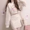 Juwas Bunny Embroidery Warm Sweater Skirt