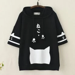 Juwas.com Online Store Japanese Kawaii Cat Kitten Print Summer Hoodie