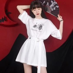 Juwas Vintage Panda Printed Loose T-shirt