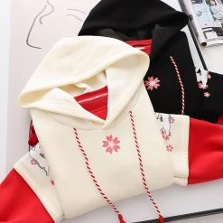 Juwas Sakura Bunny Print Hoodie