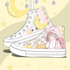 Juwas Anime Girl Pig Canvas High Cut Sneakers NEW ARRIVAL