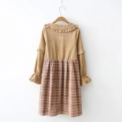 Juwas CLOTHING Adorable Triplets Bear Ruffle Checkered-Skirt Dress