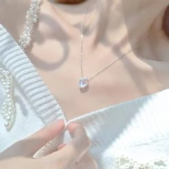 Juwas Classy Perfume Bottle Pendant Silver Necklace