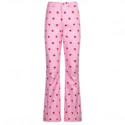 Juwas NEW ARRIVAL Pink Love Heart High Waist Pants