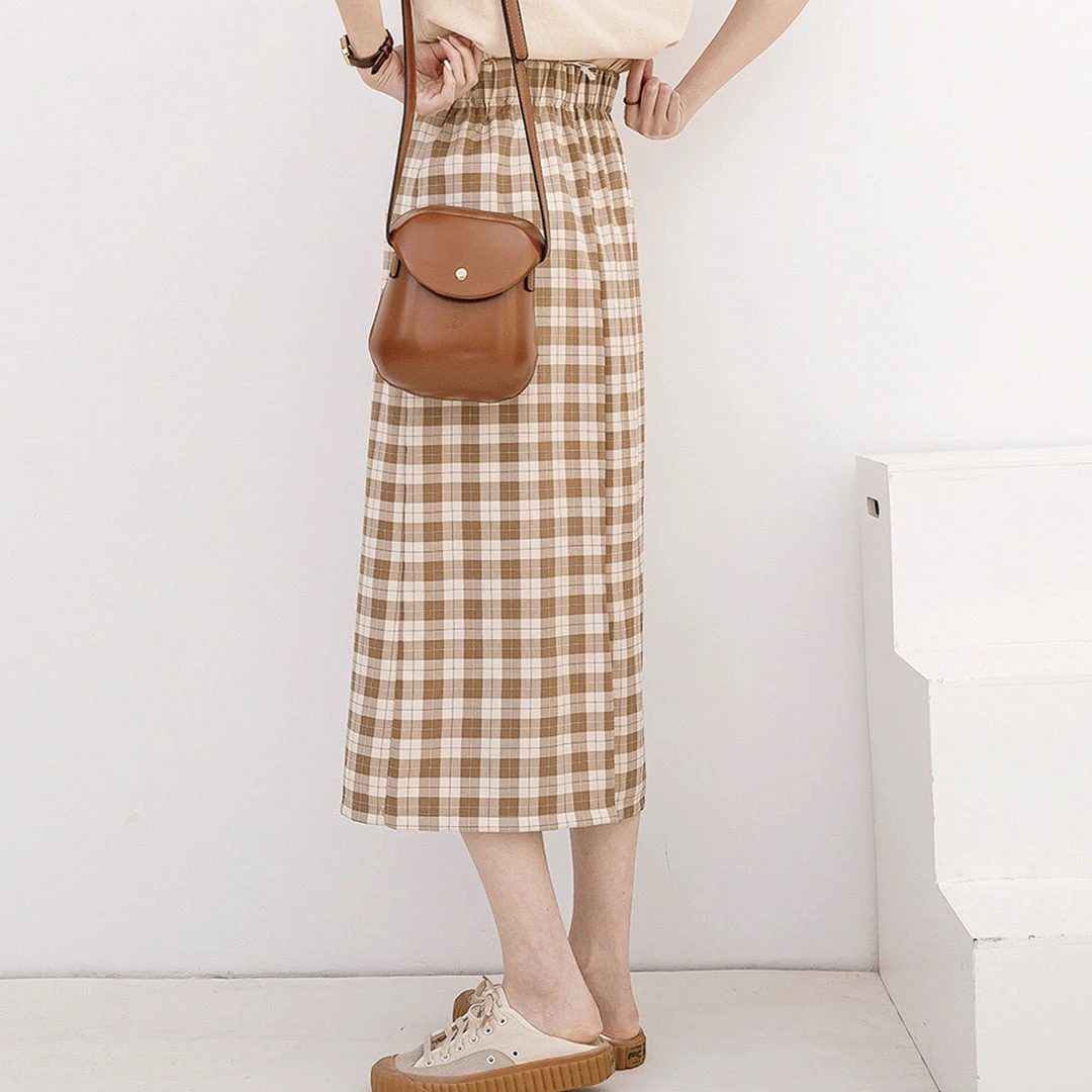 Juwas NEW ARRIVAL Plaid A-line Elastic Waist Skirt 6 Juwas NEW ARRIVAL Plaid A-line Elastic Waist Skirt