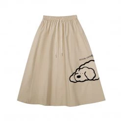 Juwas NEW ARRIVAL Puppy Embroidery High Waist A-line Skirt