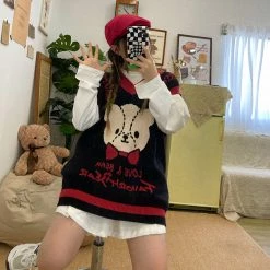 Juwas Love And Bear Loose Knitted Sweater