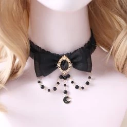 Juwas Victorian Vintage Pearl Ribbon Lace Choker NEW ARRIVAL