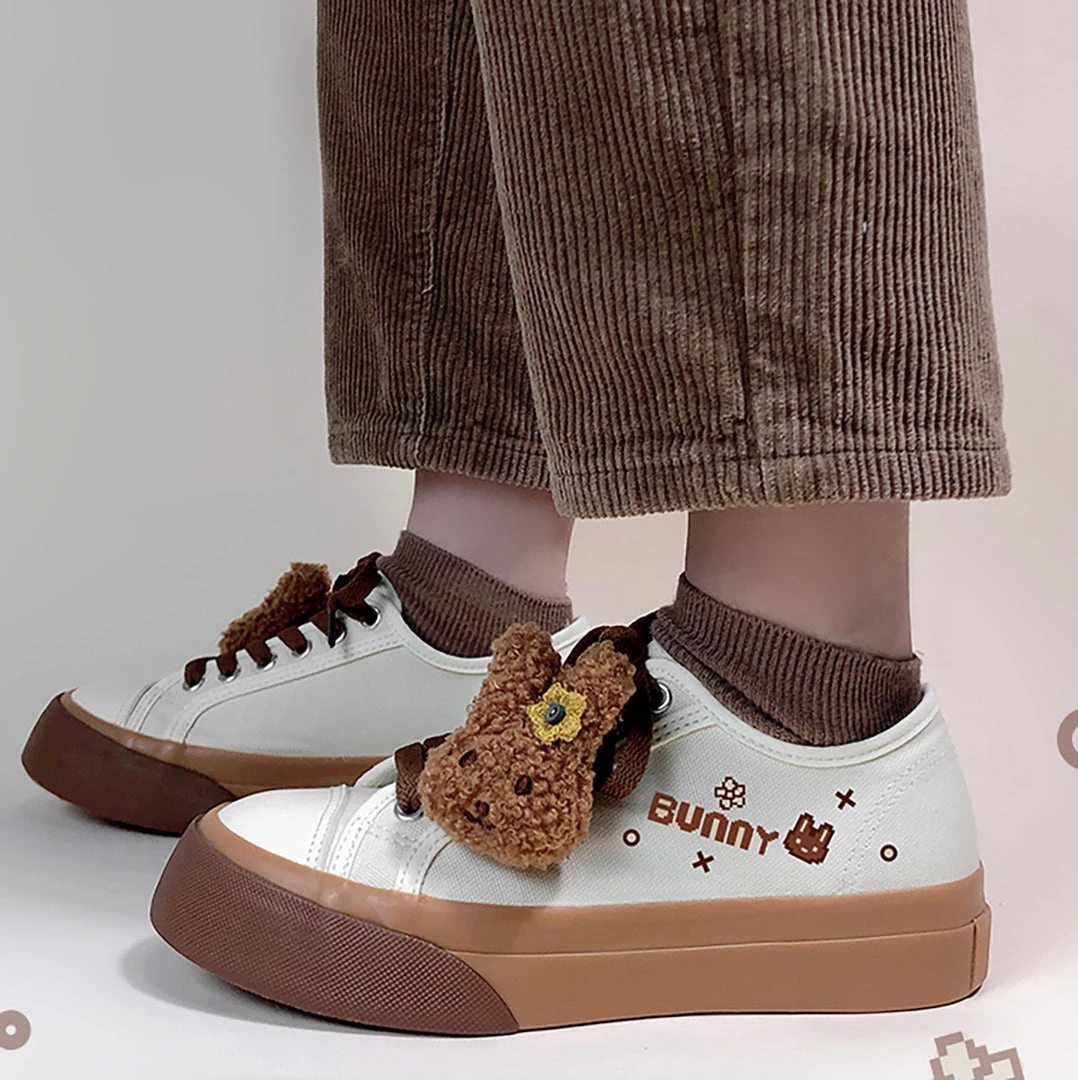 Juwas Cute Bunny Milk Tea Canvas Sneaker 8 Juwas Cute Bunny Milk Tea Canvas Sneaker