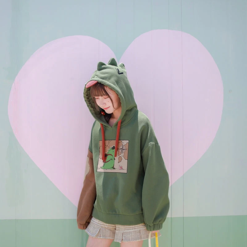 -Juwas Cute Dinosaur Color-Block Hoodie 6 -Juwas Cute Dinosaur Color-Block Hoodie
