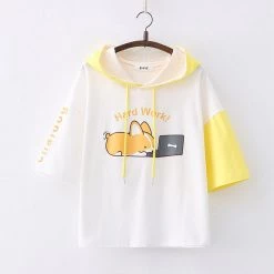 Juwas Hard Working Corgi Print T-shirt NEW ARRIVAL