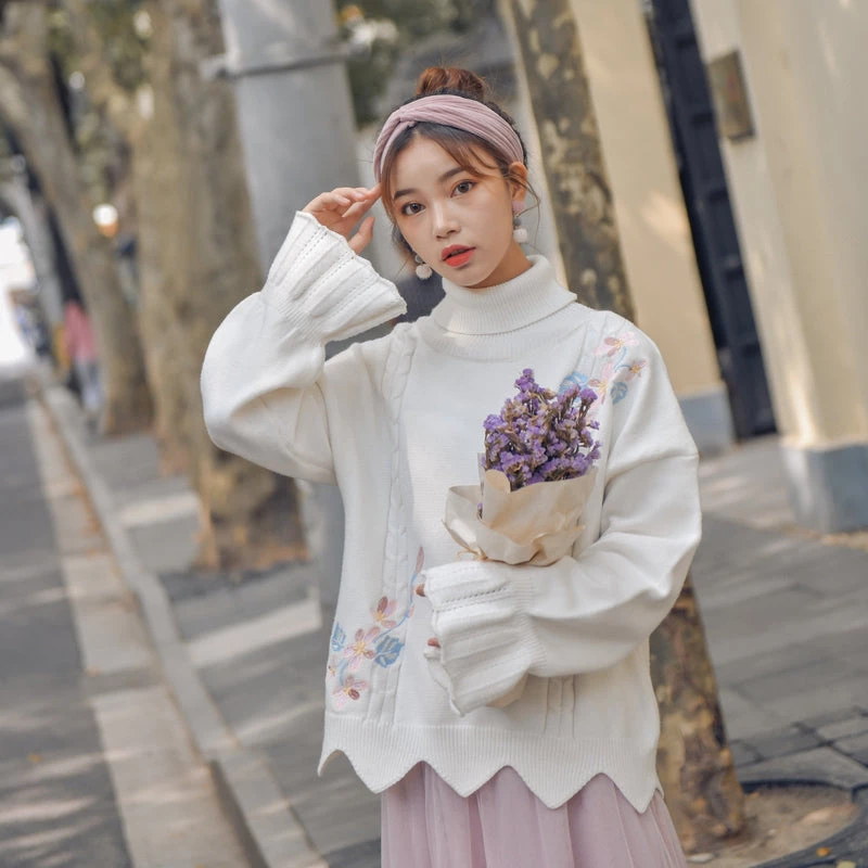 -Juwas Blooming Spring Flowers Mock-neck Sweater NEW ARRIVAL 3 -Juwas Blooming Spring Flowers Mock-neck Sweater NEW ARRIVAL