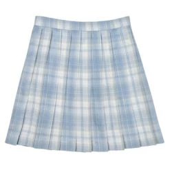 Juwas Kawaii School Girl Blue Plaid JK Skirts