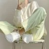 Juwas Lime Green Cotton Loose Jogging Pants