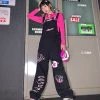 Juwas Retro Punk Kitty Print Oversize Overalls NEW ARRIVAL