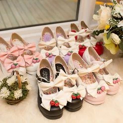 -Juwas Lolita Bow Mary Jane Lace Buckle Shoes