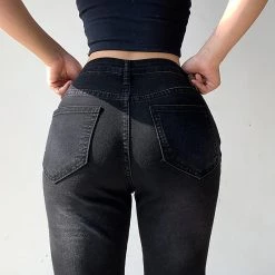 Juwas Street Chain Wide Leg Black Denim Jeans