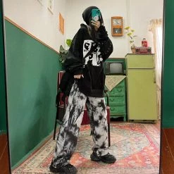 Juwas Chic Marble Print Loose Sweatpants