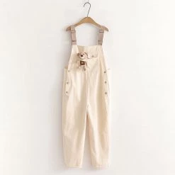 Juwas CLOTHING Cartoon Bear Pocket Overall