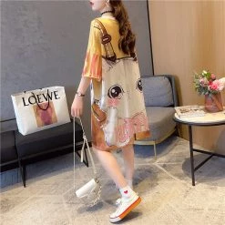 Juwas Cute Cartoon Cat Print Loose Summer T-Shirt NEW ARRIVAL