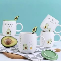 Juwas NEW ARRIVAL Lovely Green Avocado Mug With Lid