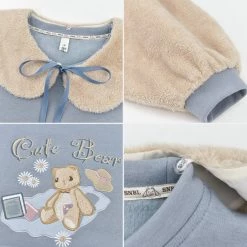 -Juwas NEW ARRIVAL Cute Bear Wool Collar N Sleeves Tops 10 -Juwas NEW ARRIVAL Cute Bear Wool Collar N Sleeves Tops