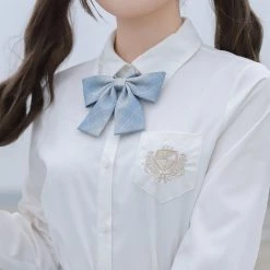 Juwas Japanese School Girl Blue Plaid JK Uniform Bow Tie & Ties