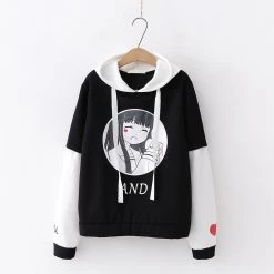 Juwas Japanese Cartoon Girl Print Sweater
