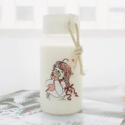 Juwas NEW ARRIVAL Cartoon Girl Glass Water Bottle