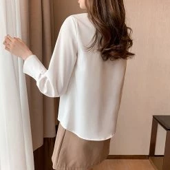 Juwas Bowknot Chiffon Shirt NEW ARRIVAL