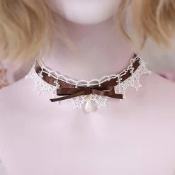 Juwas Kawaii Teardrop Pearl Choker Necklace