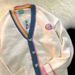 Juwas Chic Pastel Harajuku Stripes Cardigan Sweater NEW ARRIVAL