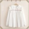 Juwas Autumn Flower White Lantern Sleeve Top CLOTHING