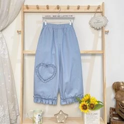 Juwas NEW ARRIVAL Kawaii Heart Ruffles Loose Sweatpants