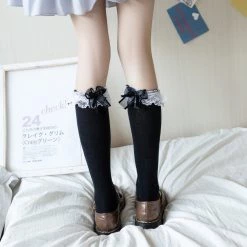 -Juwas NEW ARRIVAL Lolita JK Bow Lace Socks