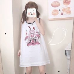 Juwas Anime Girl Print Loose T-shirt
