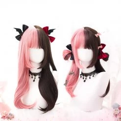 Juwas Harajuku Pink Brown Straight Wig