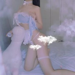 Juwas CLOTHING Pastel Lolita Sheer Cloth Two-Piece Lingerie