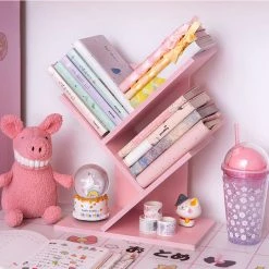 Juwas.com Online Store Pink Wooden Table Bookshelf