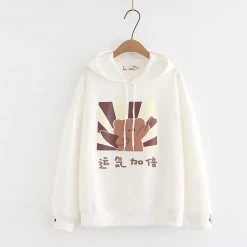 Juwas Bear Star Graphic Loose Hoodie