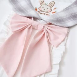 Juwas Rabbit Embroidery Bowknot Chiffon T-shirt NEW ARRIVAL