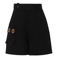 Juwas NEW ARRIVAL Two-Tone Black Cat Patchwork Loose T-Shirt Short