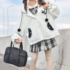 Juwas NEW ARRIVAL White Panda Cotton Hoodie Sweater Jacket