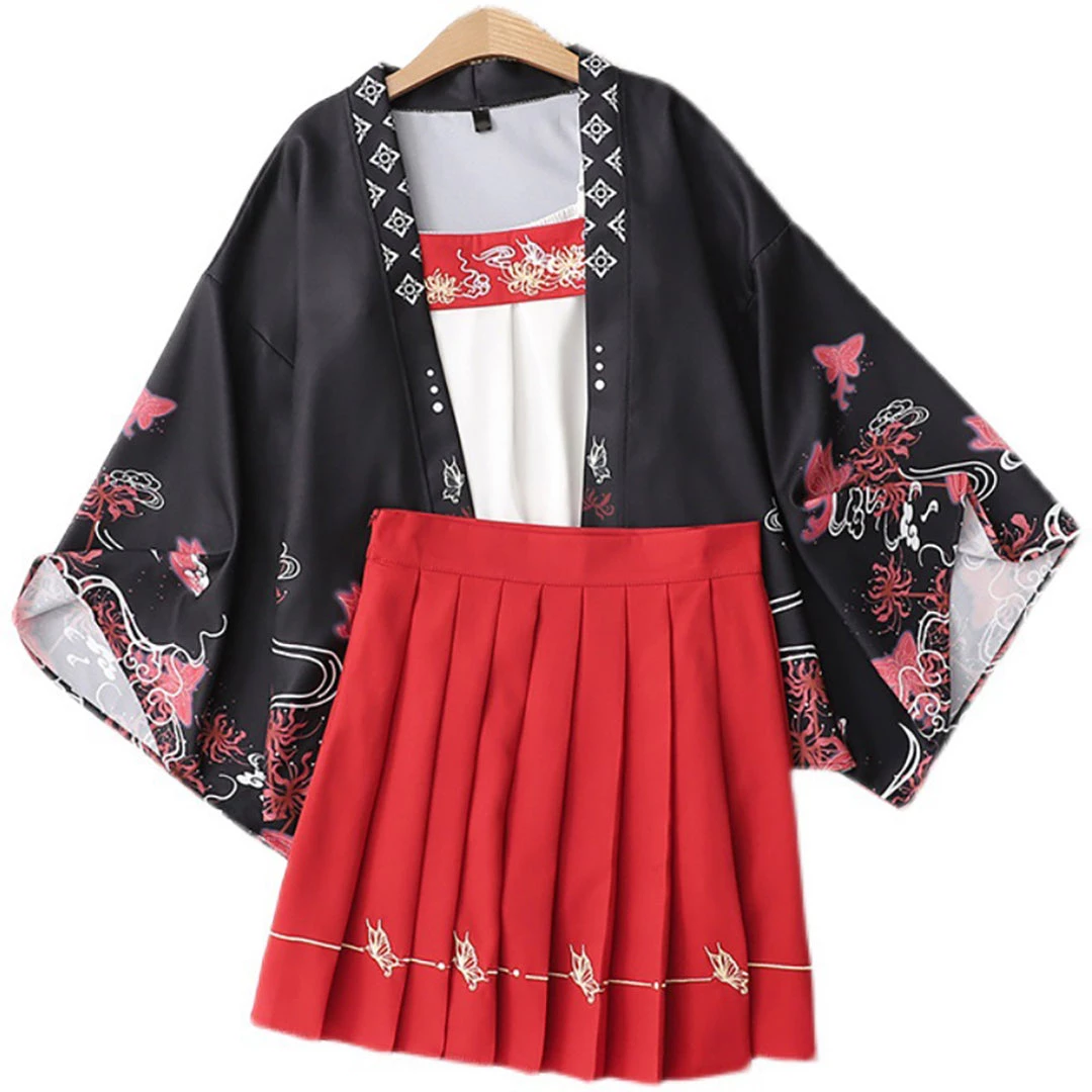 Juwas Japanese Butterfly Print Kimono And Skirt Set NEW ARRIVAL 7 Juwas Japanese Butterfly Print Kimono And Skirt Set NEW ARRIVAL