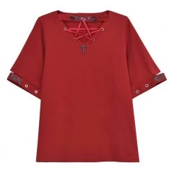 Juwas Punk Red Cross Streetwear Choker Top NEW ARRIVAL