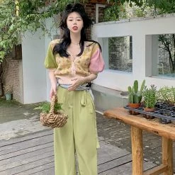 Juwas Vintage Knits Short Sleeve Tops NEW ARRIVAL