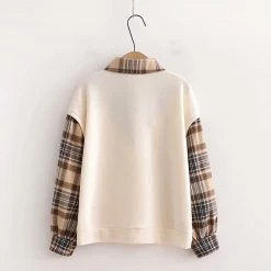 Juwas Vintage Plaid Fake Two-piece Sweatshirt CLOTHING