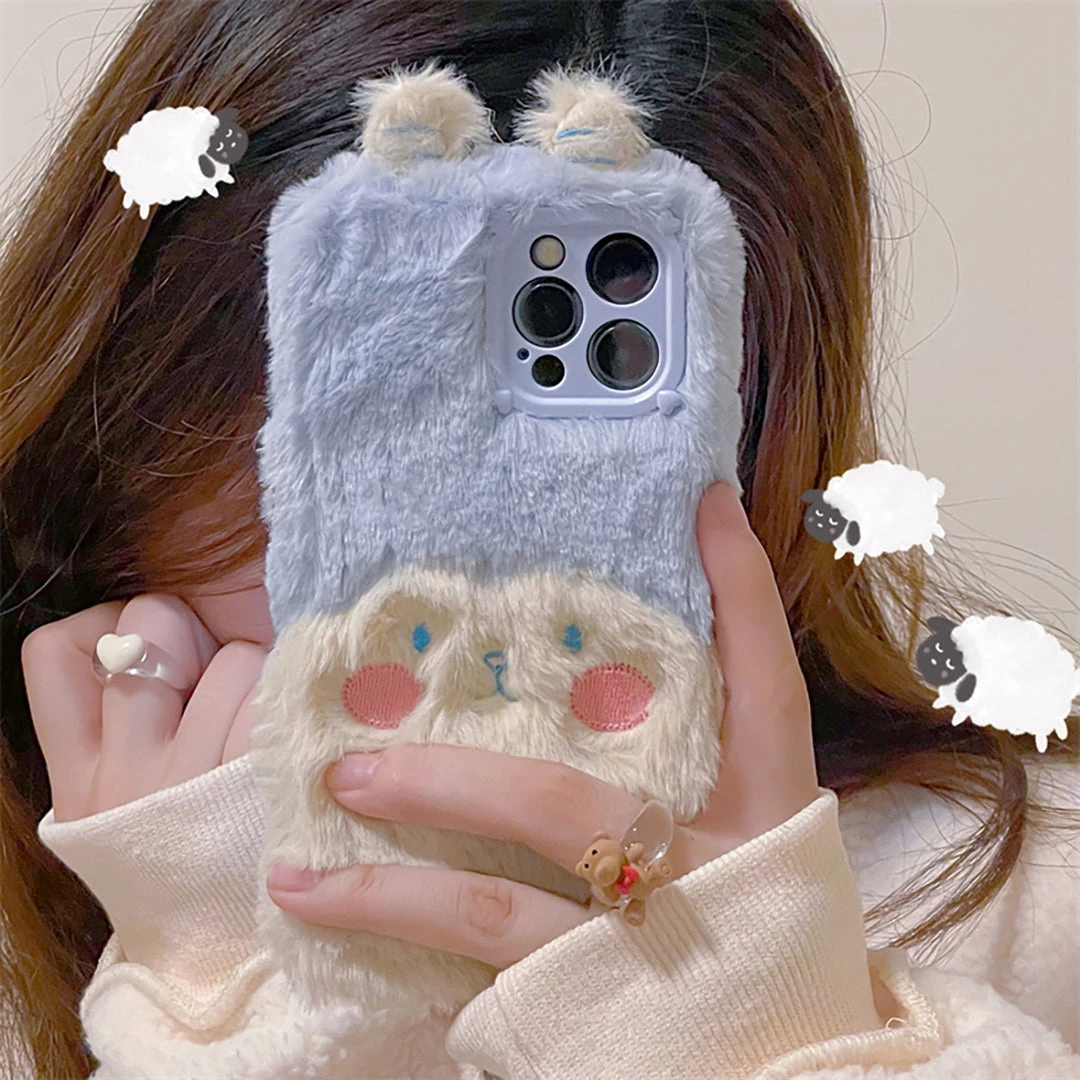 Juwas Fluffy Cartoon Sheep Embroidery IPhone Case ACCESSORIES 5 Juwas Fluffy Cartoon Sheep Embroidery IPhone Case ACCESSORIES