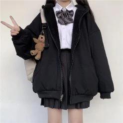 Juwas CLOTHING Fuzzy Pocket Hooded Jacket